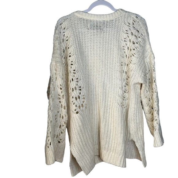 Anthro Pilcro and Letterpress Devenne Pointelle Knit Sweater Size Medium White. - Picture 6 of 8